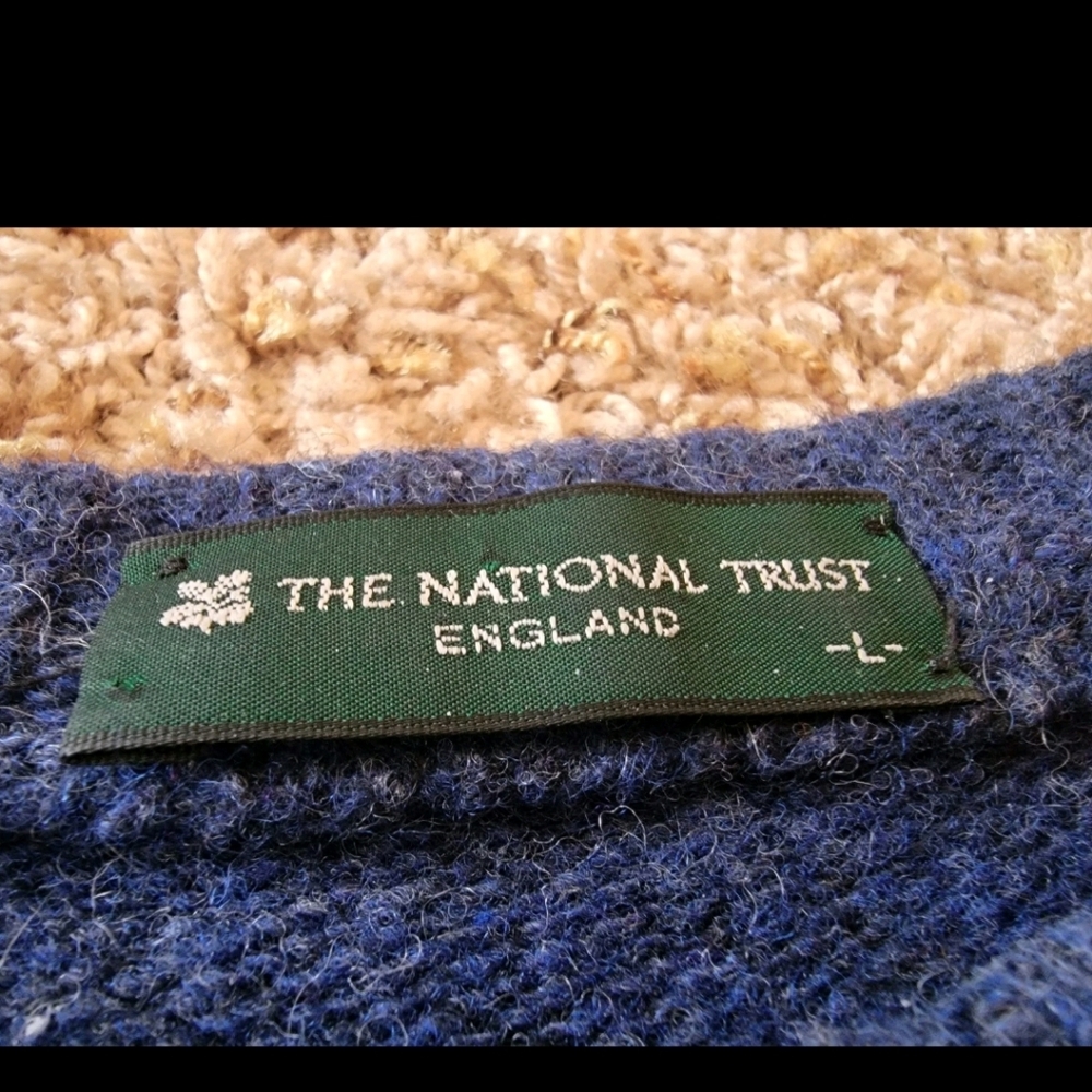 Vtg 100% Wool The National Trust England Rainbow Colorblock Mens Sweater! Large - Picture 7 of 12